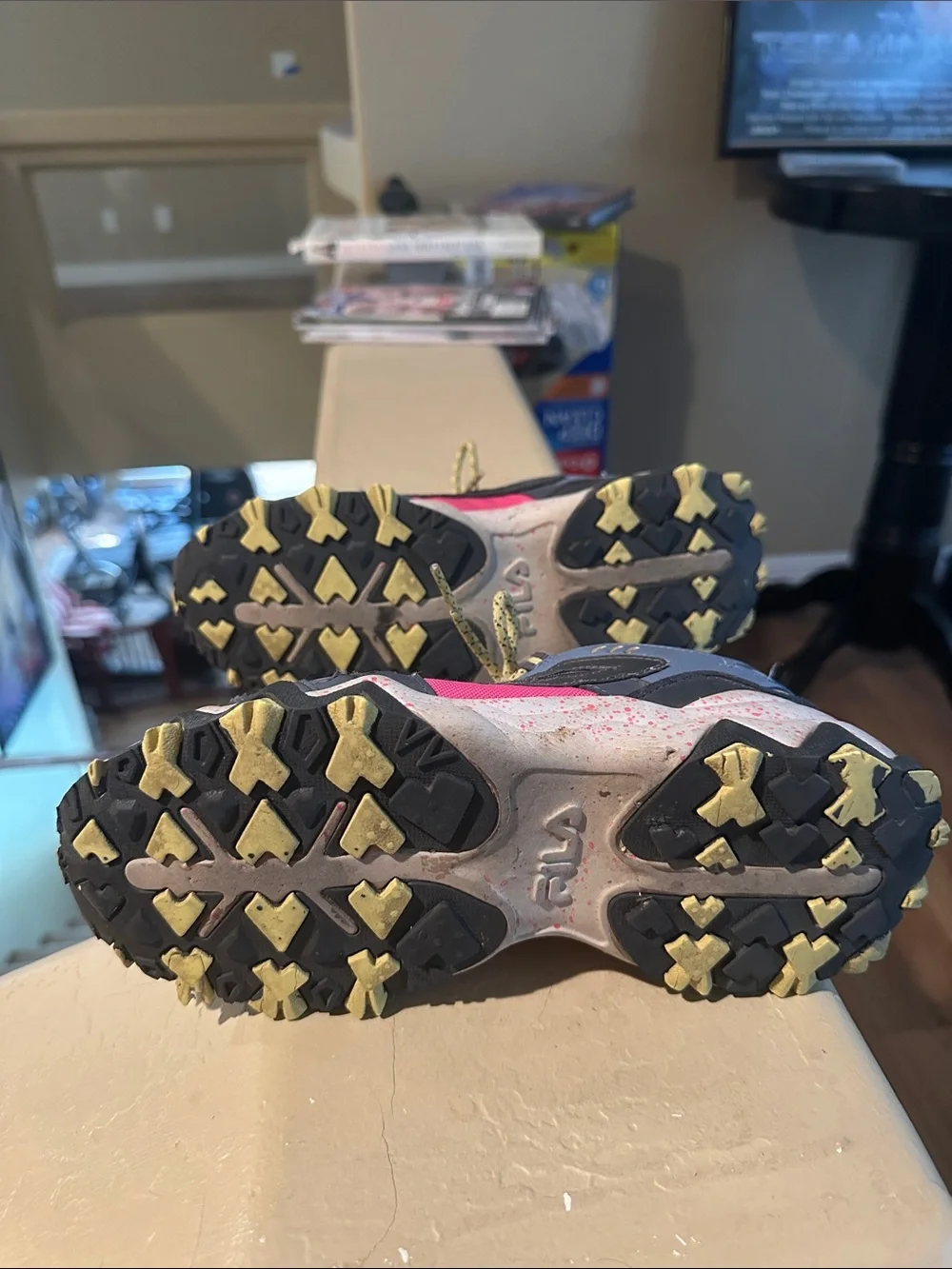Fila Women's Pink, Black & Yellow Trail Sneakers